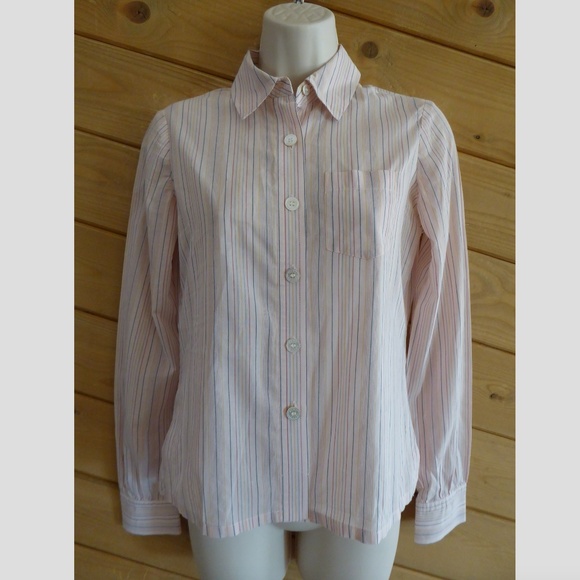 Marc Jacobs Baby Pink Stripe Button Up Blouse Classic Shirt Basic 100% Cotton 2 - Picture 1 of 8